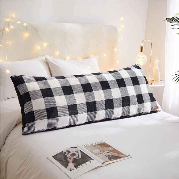 Dearfoams Royal Plush Reverse to Super Soft Sherpa Body Pillow, 20" x 48", Black - Picture 1 of 7